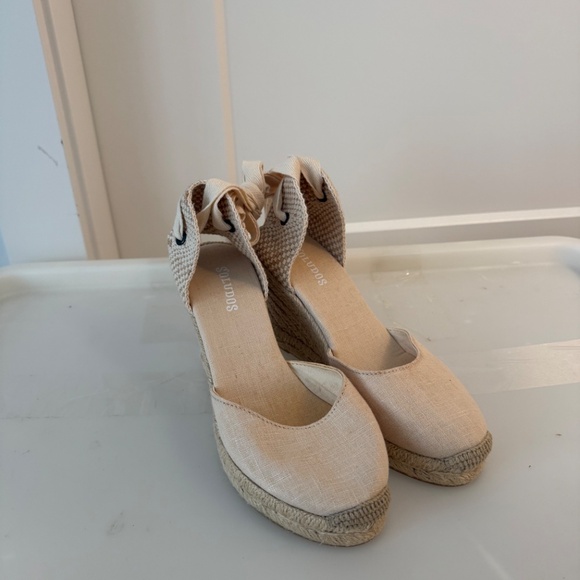 SOLUDOS White Linen Platform Wedges Espadrilles - Picture 4 of 7